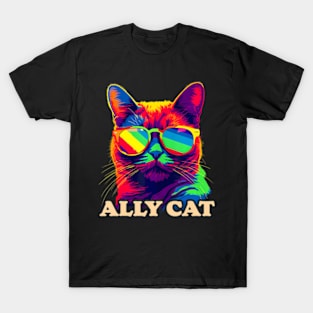 LGBT Cute Ally Cat Gay Pride LGBTQ Flag Pride Gear T-Shirt